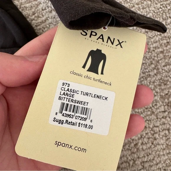 NWT SPANX On Top Classic Chic Long Sleeve Turtleneck Brown large